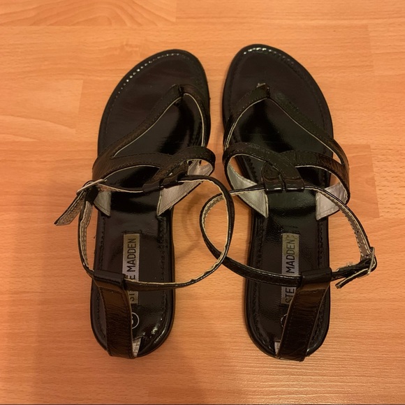 Women’s Steve Madden Strappy Sandals with Adjustable Ankle Strap - Black, Size 9 - Picture 5 of 11